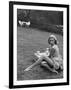 Young Model Wearing a Short, Striped Nightgown with Bottoms Attached Underneath-Nina Leen-Framed Photographic Print