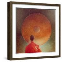 Young Monk with Gong-Lincoln Seligman-Framed Giclee Print