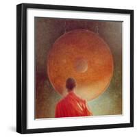 Young Monk with Gong-Lincoln Seligman-Framed Giclee Print
