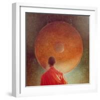 Young Monk with Gong-Lincoln Seligman-Framed Giclee Print