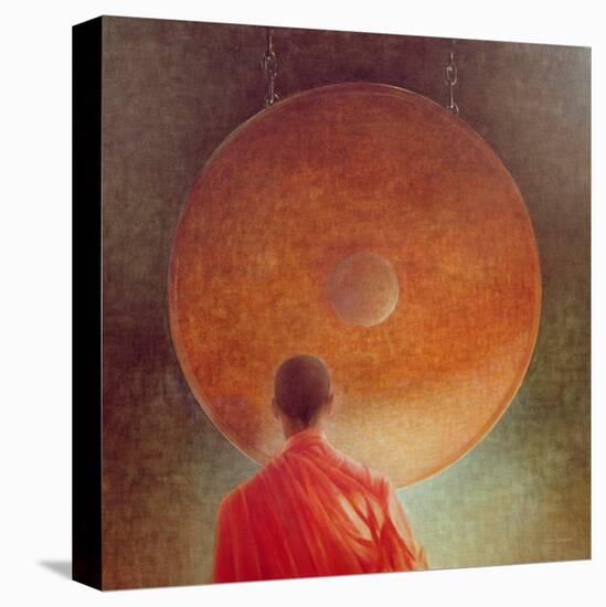 Young Monk with Gong-Lincoln Seligman-Stretched Canvas