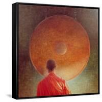 Young Monk with Gong-Lincoln Seligman-Framed Stretched Canvas