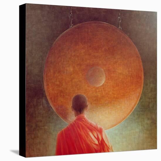 Young Monk with Gong-Lincoln Seligman-Stretched Canvas