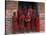 Young Monks in Red Robes with Alms Woks, Myanmar-Keren Su-Stretched Canvas