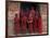 Young Monks in Red Robes with Alms Woks, Myanmar-Keren Su-Framed Photographic Print