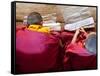 Young Monks Studying, Chimi Lhakhang Monastery, Pana, Bhutan-Peter Adams-Framed Stretched Canvas