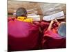 Young Monks Studying, Chimi Lhakhang Monastery, Pana, Bhutan-Peter Adams-Mounted Photographic Print