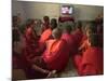 Young Monks Watch a Bollywood Movie at a Monastery-null-Mounted Photographic Print