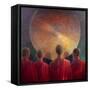 Young Monks with Gong-Lincoln Seligman-Framed Stretched Canvas