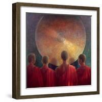 Young Monks with Gong-Lincoln Seligman-Framed Giclee Print