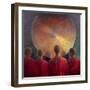 Young Monks with Gong-Lincoln Seligman-Framed Giclee Print