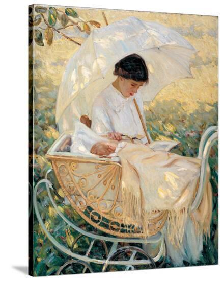 Young Mother in the Garden-Mary Cassatt-Stretched Canvas