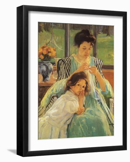 Young Mother Sewing, 1900-Mary Cassatt-Framed Premium Giclee Print