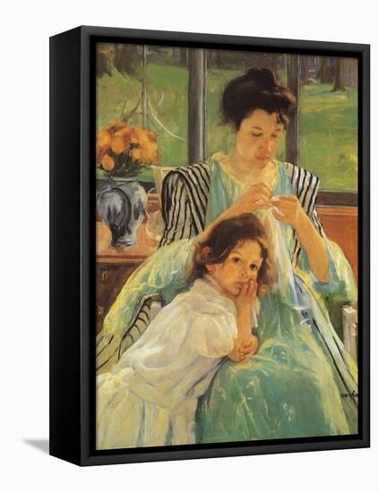 Young Mother Sewing, 1900-Mary Cassatt-Framed Stretched Canvas