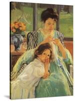Young Mother Sewing, 1900-Mary Cassatt-Stretched Canvas