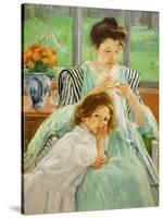 Young mother sewing, 1901 Canvas,92,4 x 73,7 cm.-Mary Cassatt-Stretched Canvas