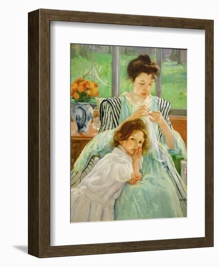 Young mother sewing, 1901 Canvas,92,4 x 73,7 cm.-Mary Cassatt-Framed Giclee Print