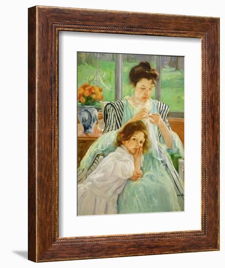 Young mother sewing, 1901 Canvas,92,4 x 73,7 cm.-Mary Cassatt-Framed Giclee Print