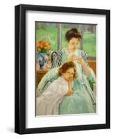 Young mother sewing, 1901 Canvas,92,4 x 73,7 cm.-Mary Cassatt-Framed Giclee Print