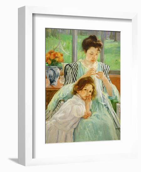 Young mother sewing, 1901 Canvas,92,4 x 73,7 cm.-Mary Cassatt-Framed Giclee Print