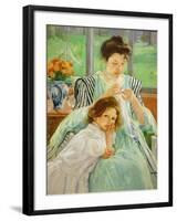 Young mother sewing, 1901 Canvas,92,4 x 73,7 cm.-Mary Cassatt-Framed Giclee Print