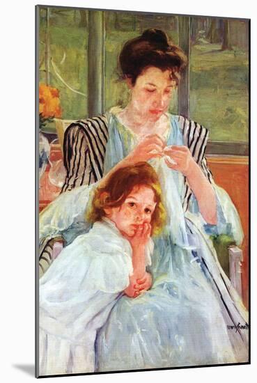 Young Mother Sewing-Mary Cassatt-Mounted Art Print