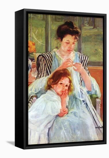 Young Mother Sewing-Mary Cassatt-Framed Stretched Canvas