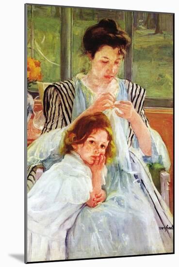 Young Mother Sewing-Mary Cassatt-Mounted Art Print
