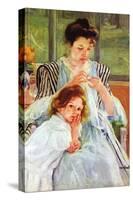 Young Mother Sewing-Mary Cassatt-Stretched Canvas