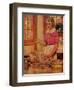 Young Mother Sews Up a Turkey-null-Framed Art Print