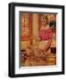 Young Mother Sews Up a Turkey-null-Framed Art Print
