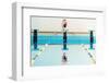 Young Muscular Swimmer Jumping from Starting Block in a Swimming Pool-NejroN Photo-Framed Photographic Print