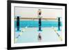 Young Muscular Swimmer Jumping from Starting Block in a Swimming Pool-NejroN Photo-Framed Photographic Print