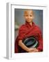 Young Myanmar Buddhist Monk Smiles Broadly as He Waits for Donations Early on a Yangon Street-null-Framed Photographic Print