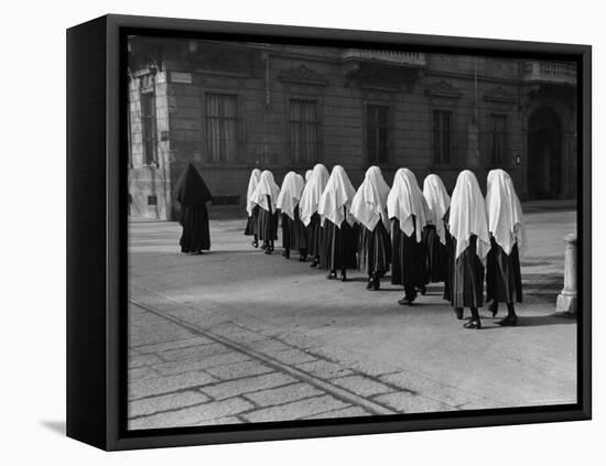 Young Nuns on Way to Mass-Alfred Eisenstaedt-Framed Stretched Canvas