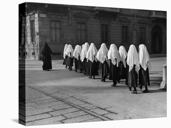 Young Nuns on Way to Mass-Alfred Eisenstaedt-Stretched Canvas