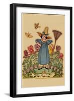 Young Nymph with a Rake-null-Framed Art Print