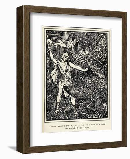 Young Odysseus Fights a Wild Boar and Gets the Wound in His Thigh-Henry Justice Ford-Framed Art Print