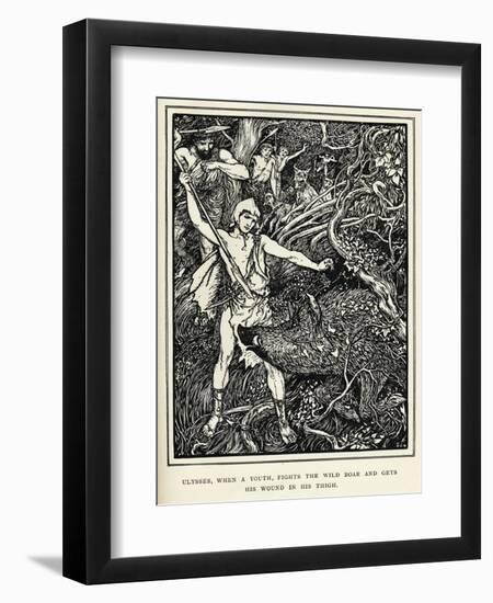 Young Odysseus Fights a Wild Boar and Gets the Wound in His Thigh-Henry Justice Ford-Framed Art Print