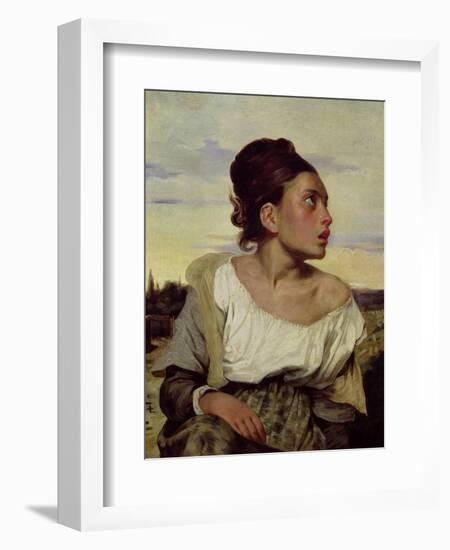 Young Orphan in the Cemetery, 1824-Eugene Delacroix-Framed Giclee Print