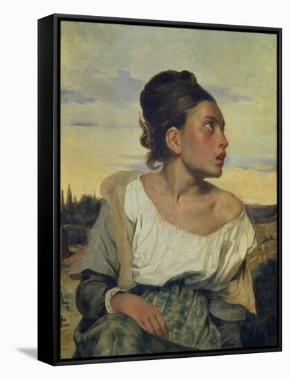 Young Orphan in the Cemetery, 1824-Eugene Delacroix-Framed Stretched Canvas