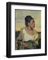 Young Orphan in the Cemetery, 1824-Eugene Delacroix-Framed Premium Giclee Print