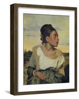 Young Orphan in the Cemetery, 1824-Eugene Delacroix-Framed Giclee Print