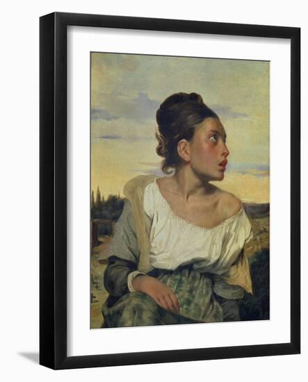 Young Orphan in the Cemetery, 1824-Eugene Delacroix-Framed Giclee Print