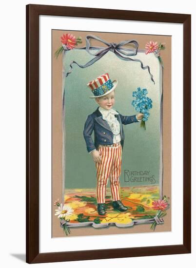 Young Patriot Birthday Greetings-null-Framed Art Print