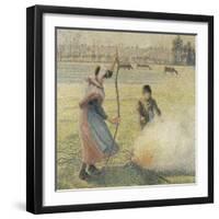 Young Peasant Fire, Frost, or the Burning of Fields-Camille Pissarro-Framed Giclee Print