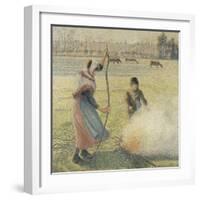 Young Peasant Fire, Frost, or the Burning of Fields-Camille Pissarro-Framed Giclee Print