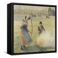 Young Peasant Fire, Frost, or the Burning of Fields-Camille Pissarro-Framed Stretched Canvas