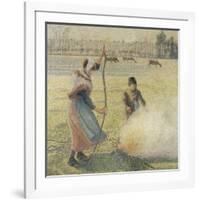 Young Peasant Fire, Frost, or the Burning of Fields-Camille Pissarro-Framed Giclee Print