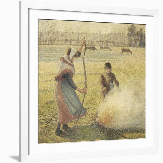 Young Peasant Fire, Frost, or the Burning of Fields-Camille Pissarro-Framed Giclee Print